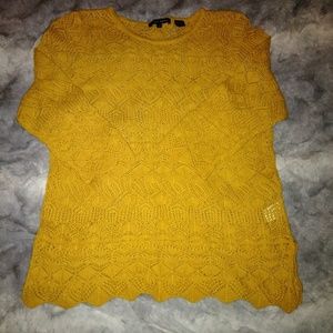 🌟Jeanne Pierre mustard yellow crochet sweater m